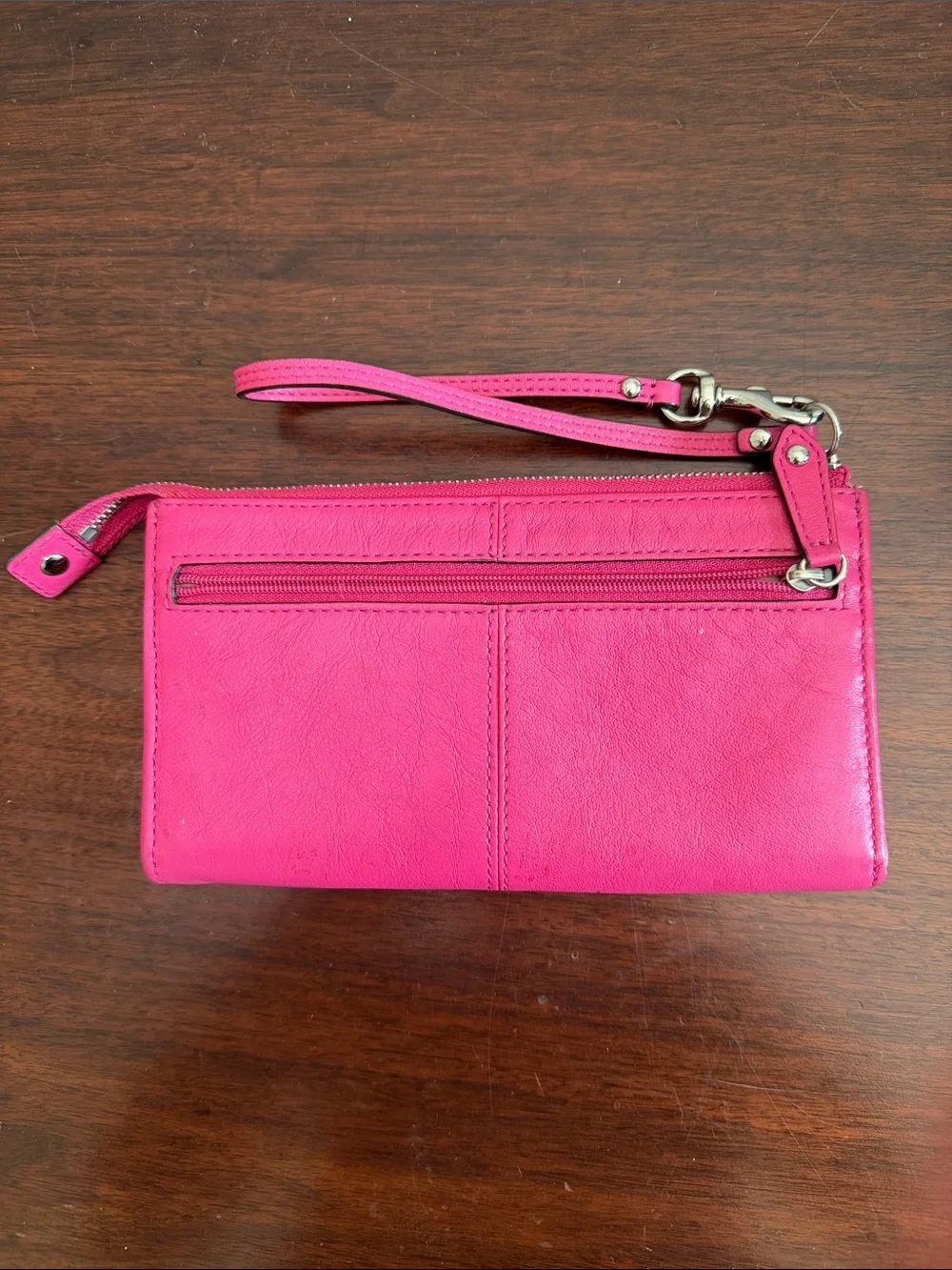 Coach Fuchsia Leather Wristlet Wallet